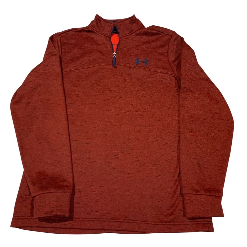 Under Armour ColdGear Mens Maroon Heathered Quarter Zip Pullover Loose Fit MD